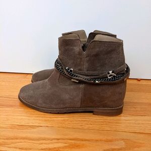 Suede booties hidden wedge